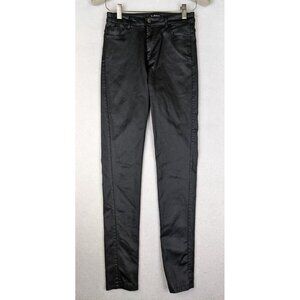 APPERLOTH - WOMEN'S BLACK STRETCH FAUX LEATHER SKINNY PANTS - SIZE XS